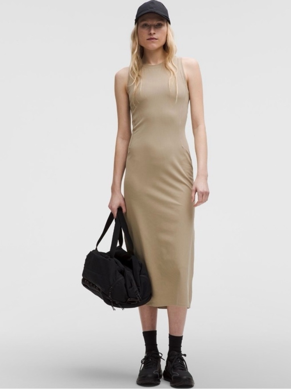 Lululemon All Aligned Ribbed Midi Dress  in Sheer Oak